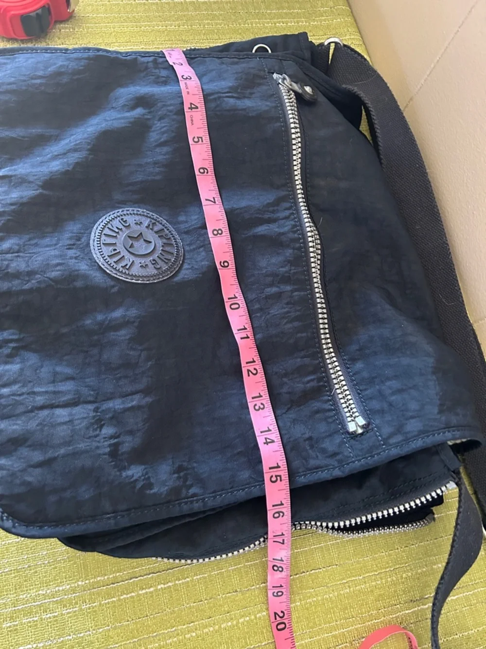 Kipling Black Nylon Messenger Bag with Adjustable Strap expandable unisex